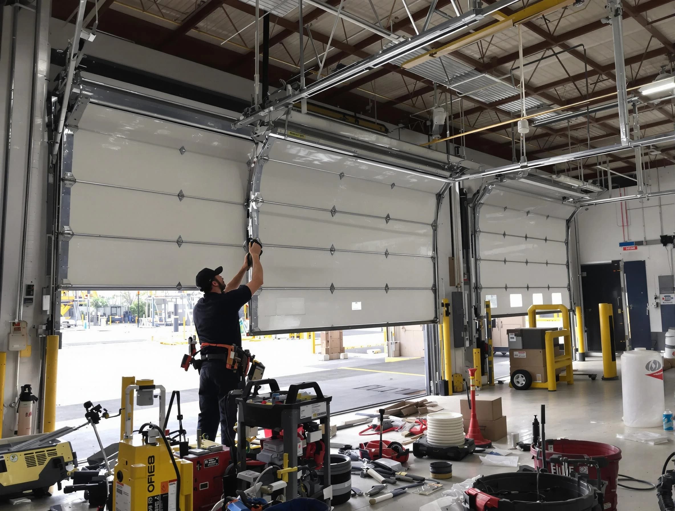 San Tan Valley Garage Door Repair technician performing commercial garage door repair in San Tan Valley