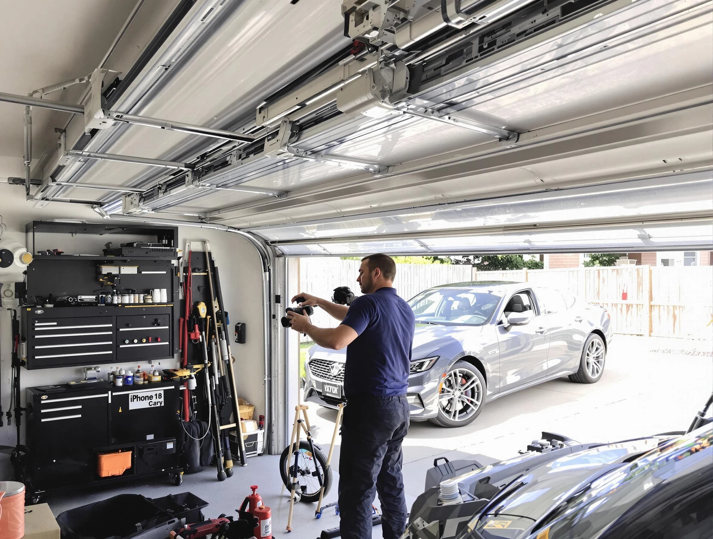 San Tan Valley Garage Door Repair technician fixing noisy garage door in San Tan Valley