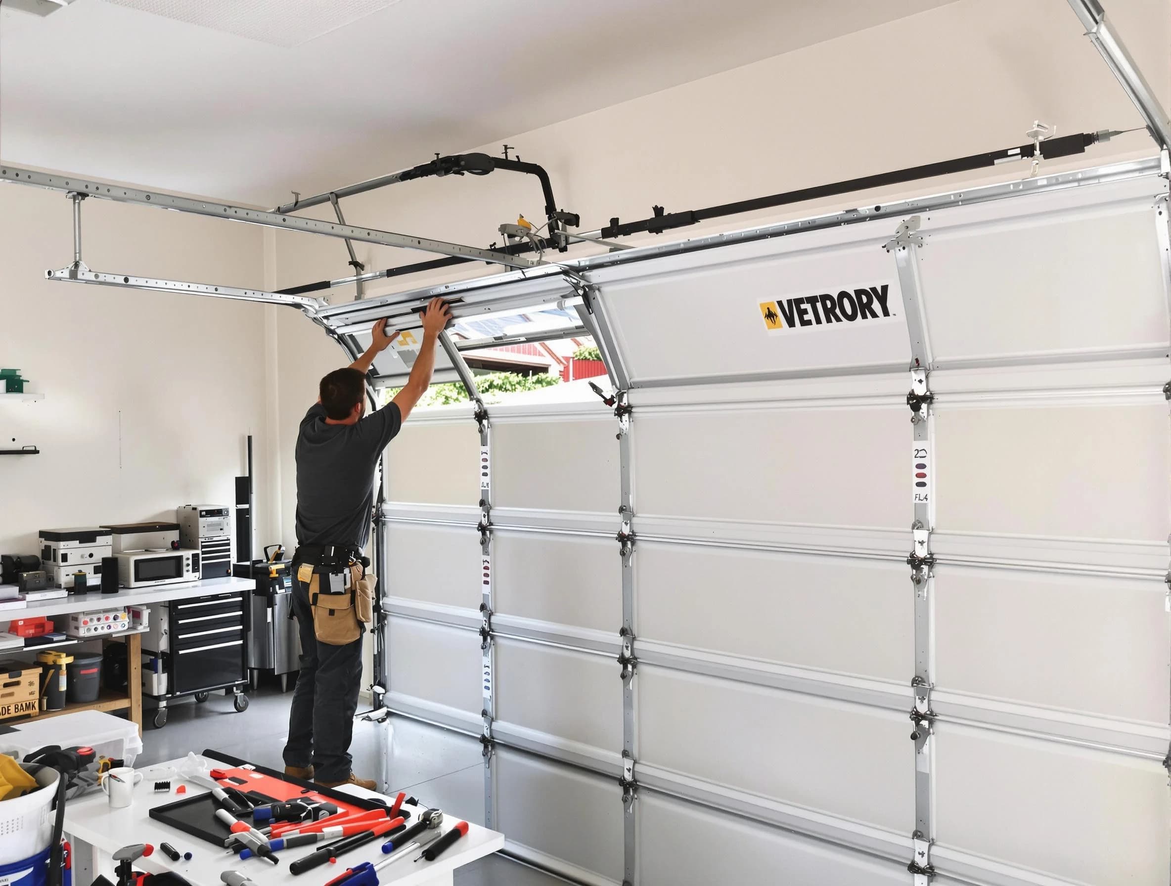 San Tan Valley Garage Door Repair technician performing section replacement in San Tan Valley