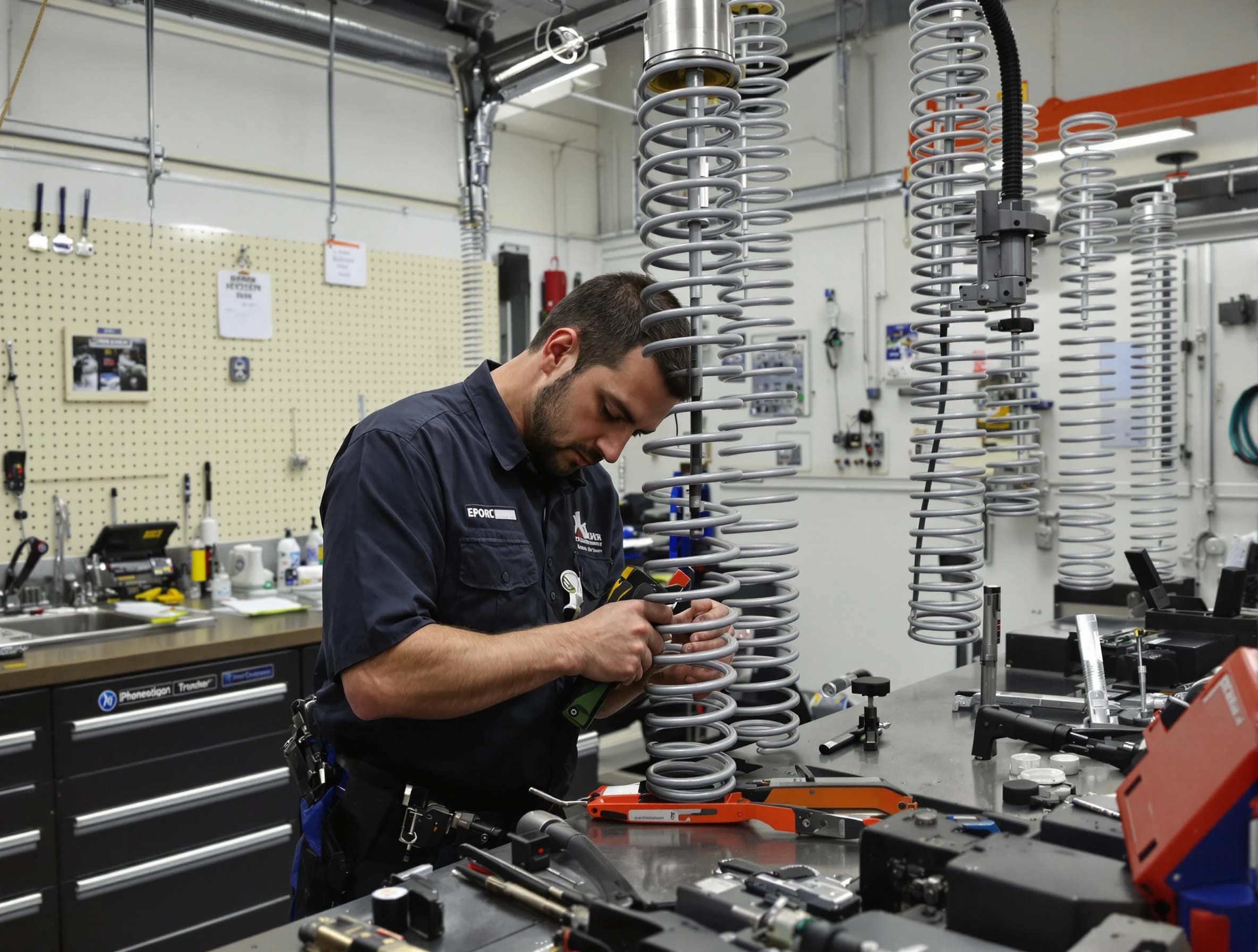 San Tan Valley Garage Door Repair technician performing spring repair in San Tan Valley