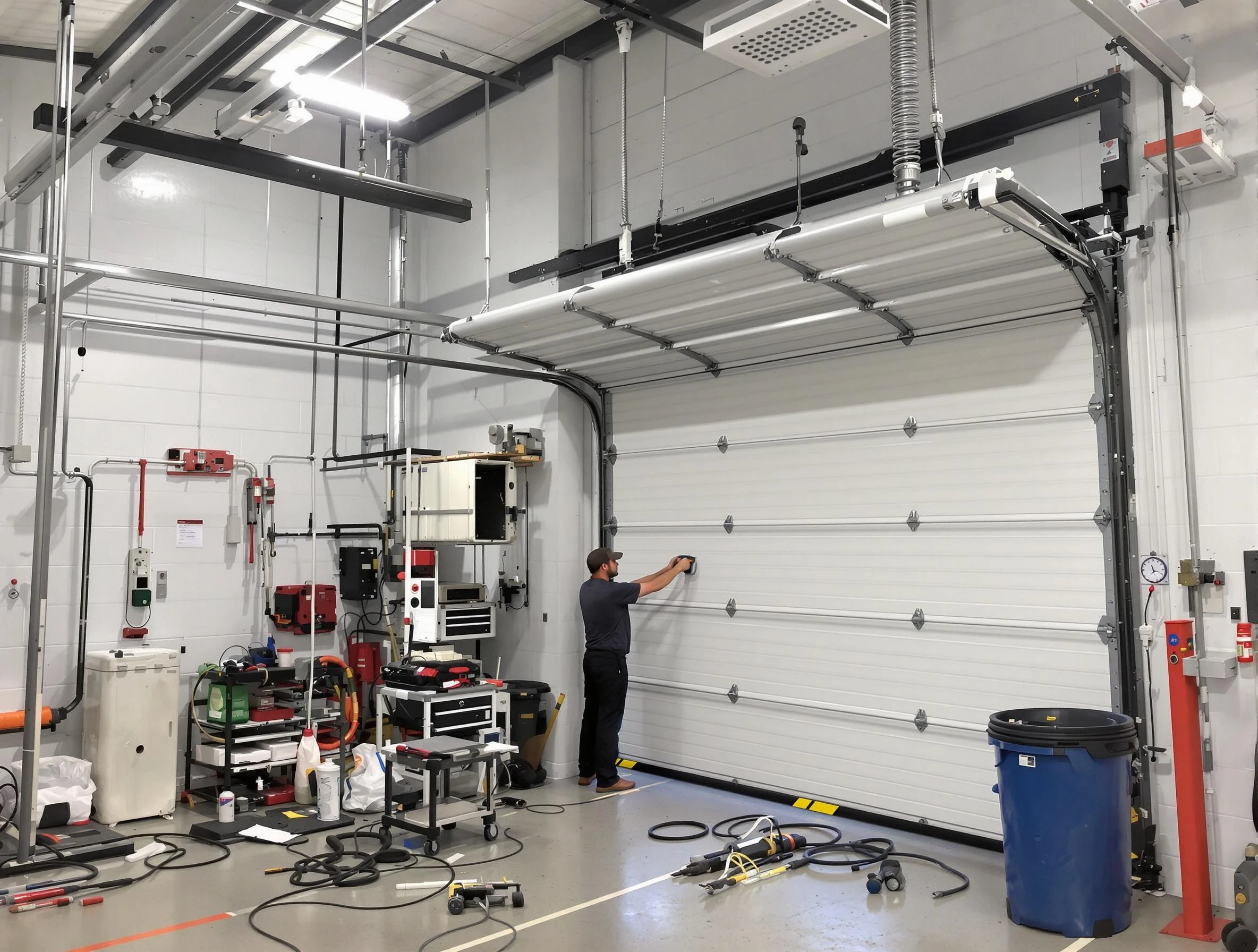 San Tan Valley Garage Door Repair certified technician performing commercial door repair at a San Tan Valley business facility